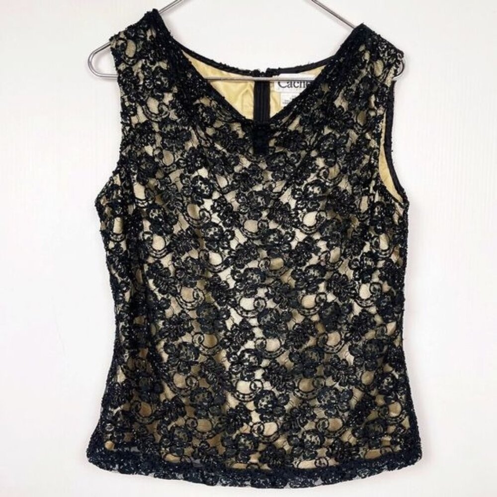 CACHET Black beaded Embellished sleeveless blouse size 10